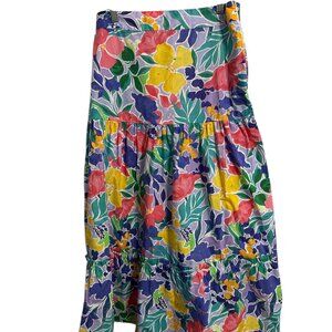 Boston Proper Multi Colored Midi Skirt - Size Small - 100% Cotton -Worn Once/EUC